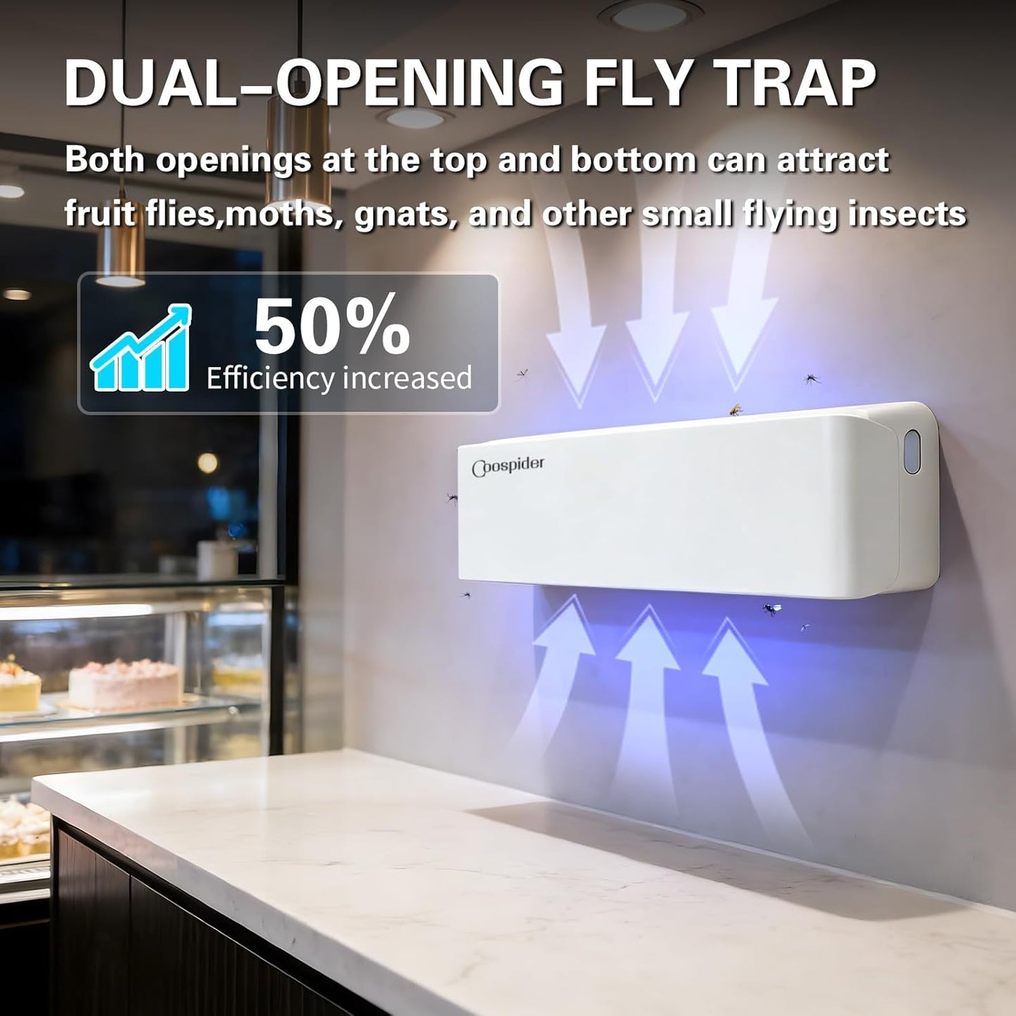 2pack Fly Catcher Indoor,Fruit Fly Traps Indoor for Home,Wall Sconce Fly UV Light Trap for Capturing Flies,Moths, Gnats with 10 Sticky Glue Boards, Bug Catcher Indoor, Light Flying Insect Trap -White