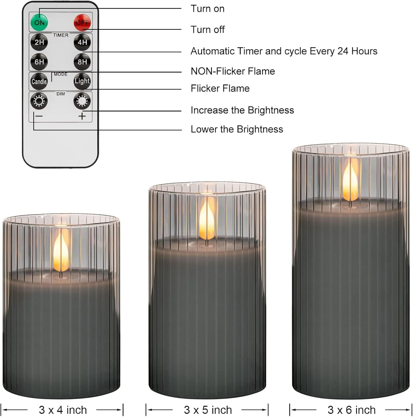 ANGELLOONG Flickering Flameless Candles, Realistic Battery Operated Candles with Remote and Timer, Set of 3 LED Candles for Room Fall Home Wedding Decor Centerpieces Table Party Valentines Decorations