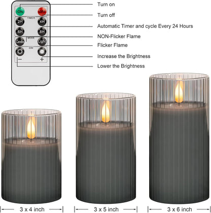 ANGELLOONG Flickering Flameless Candles, Realistic Battery Operated Candles with Remote and Timer, Set of 3 LED Candles for Room Fall Home Wedding Decor Centerpieces Table Party Valentines Decorations
