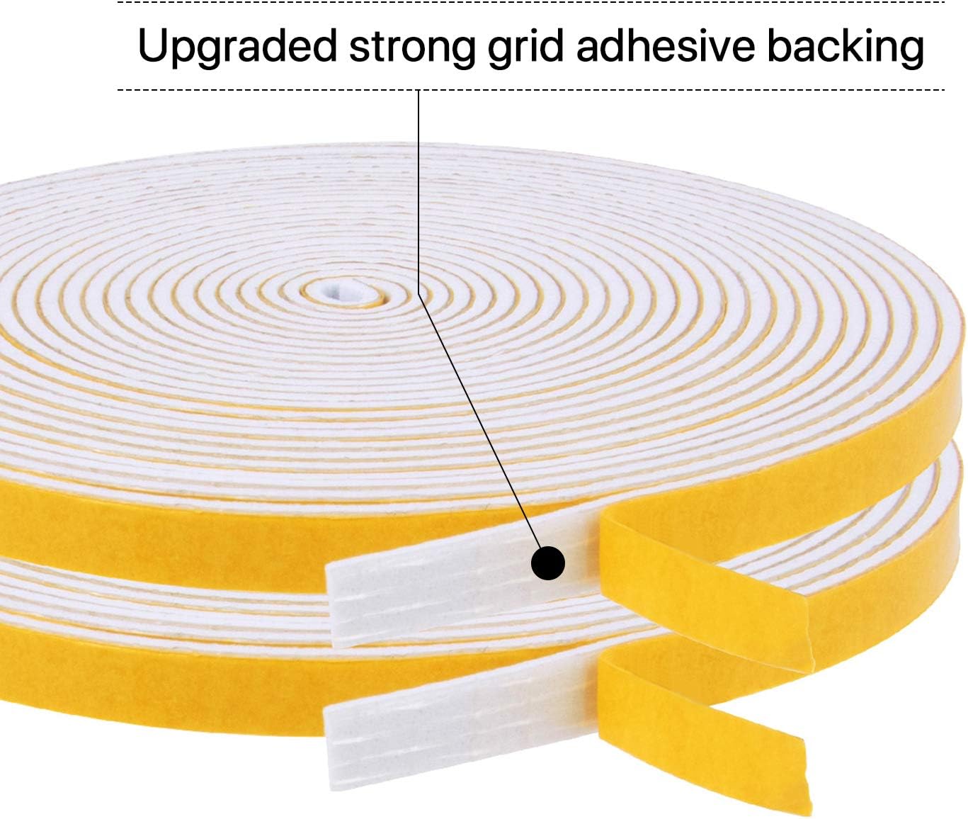 Door Weather Stripping-3 Rolls, 1/2 Inch Wide X 1/2 Inch Thick Total 20 Feet Long, Adhesive Foam Seal Tape for Window Insulation(6.5ft x 3 Rolls)