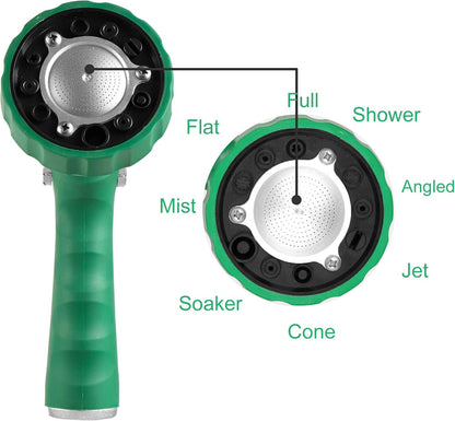 GREEN MOUNT Garden Hose Nozzle, Water Hose Spray Nozzle with Thumb Control On Off Valve for Easy Water Flow Control, Black-grey