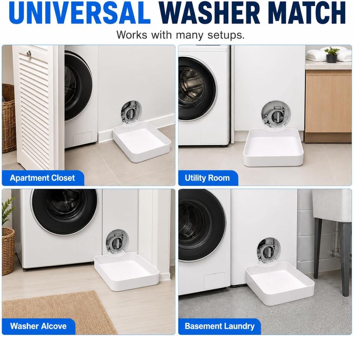 Universal Front-Load Washing Machine Drain Pan, Washer Drain Pan, Washing Machine Drainage Tray, Easy Installation for Apartments, Garages, and Rentals (drip Tray)