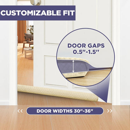 Ciieyuo Premium Velvet Under Door Draft Stopper, 30'' to 36'' Adjustable Gap Filler, Double-Sided Windproof Seal, Easy Install to Block Noise, Cold Air, Light, Dust, and Drafts