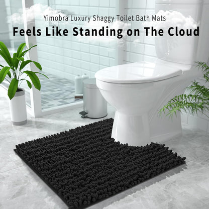 Yimobra Bathroom Rugs Non Slip Washable - Ultra Soft Absorbent Chenille Bath Mat, Quick Dry Shaggy Floor Carpet for Tub Shower, Gray Home Decor Accessories, 24x17 Inch