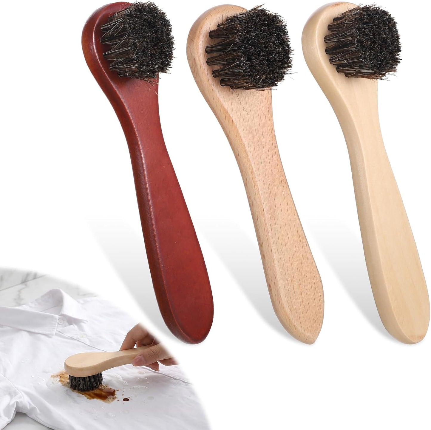 3pcs Stain Remover Dauber Brushes Wood Laundry Stain Brush | Wood Laundry Brushes for Stains on Clothes Shoes Small Stain Brush for Scrubbing Stains from Furniture Fabric Leather