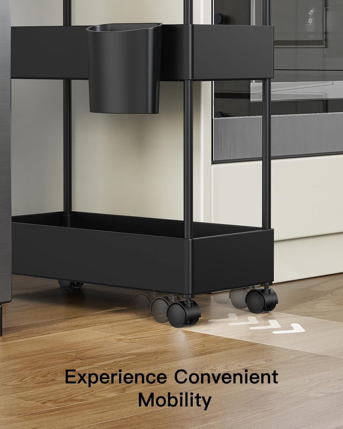 Pipishell Slim Storage Cart with Wheels - Bathroom Cart Organizer Storage, 4 Tier Rolling Carts for Bathroom, Laundry Room, Kitchen, Narrow Space, Black PIUC05