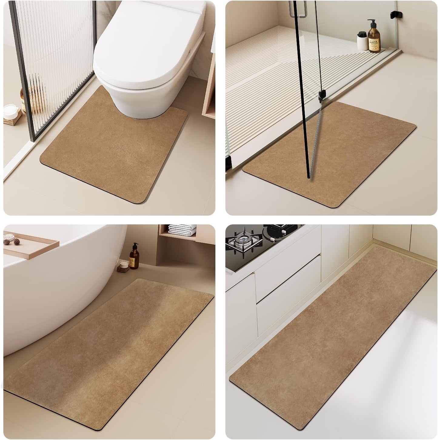 TYUU Bath Mat, Bathroom Rugs Non Slip Washable Thin Absorbent Quick Dry Bath Mat Fits Under Door Bathroom Floor Mat Perfect for Bath, Shower, or Sink 16"x24" Dark Grey