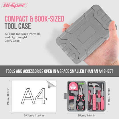 Hi-Spec Small Tool Kit Compact Set for Home and Office DIY, Green Mini Tool Box for Basic Household Repairs, Starter Toolkit in a Portable Toolbox Case.