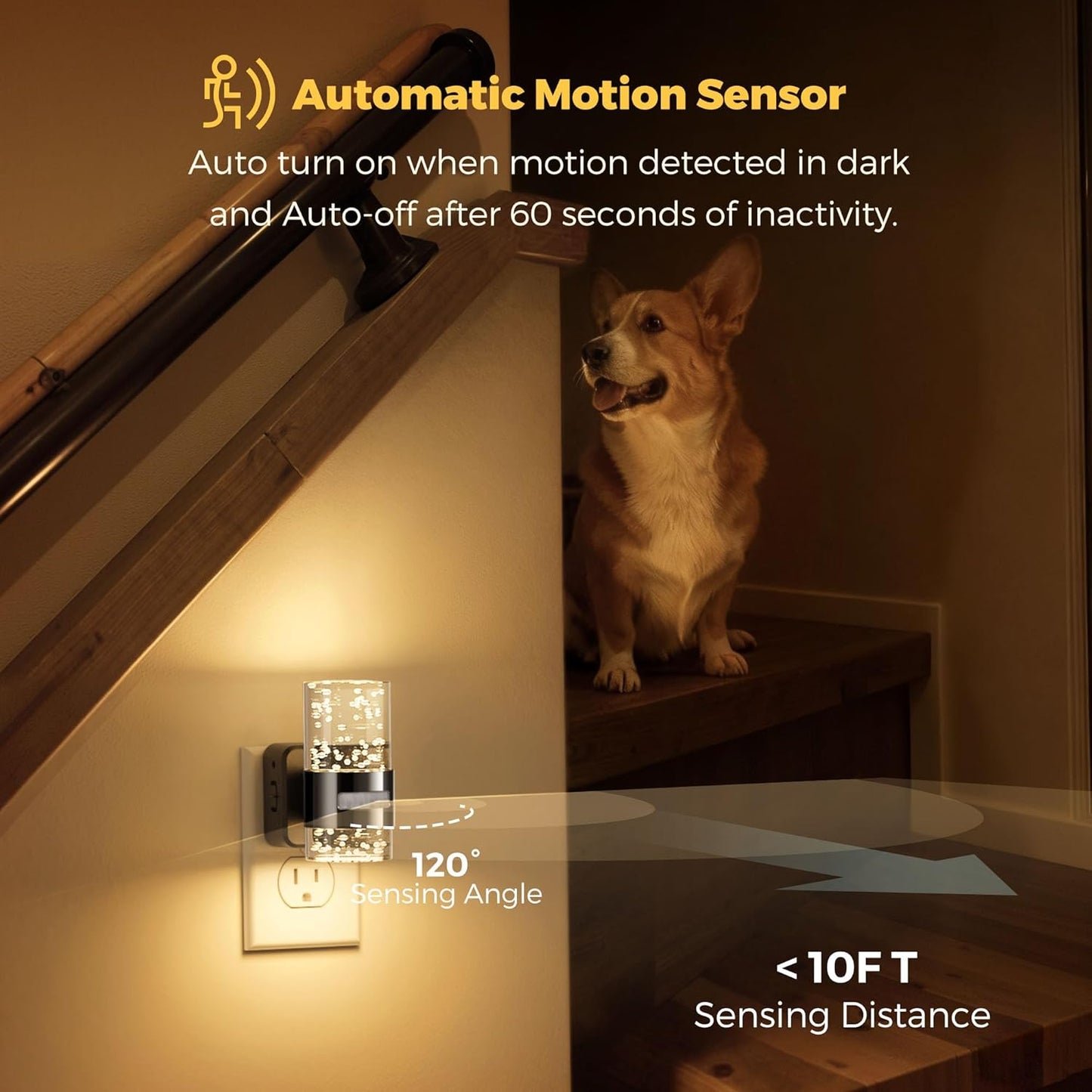 L LOHAS LED Motion Sensor Night Light,Dimmable Night Lights Plug into Wall, 2 Pack Acrylic Nightlight with 0-100 LM Adjustable Brightness, 3000K Plug in Night Light for Bathroom Hallway