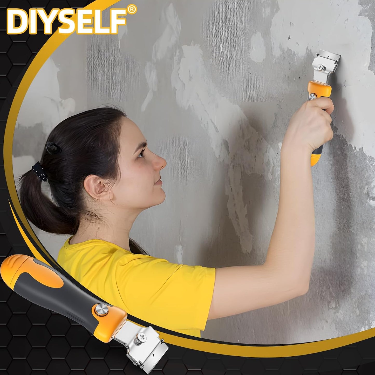 DIYSELF Razor Blade Scraper, 1 Pack Scraper Tool with 10pcs 4-Inch Blades, Razor Scraper for Cleaning Glass, Window, Stove Top, Oven, Kitchen, Cooktop, Shower Door, Sticky Residue, Tile, Wallpaper
