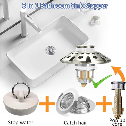 AzWzz Bathroom Sink Stopper,Sink Hair Catcher,Bathroom Sink Drain Strainer Pop Up Drain Cover Plug,Universal for 1.1 to 1.65in Sink Drain Hole