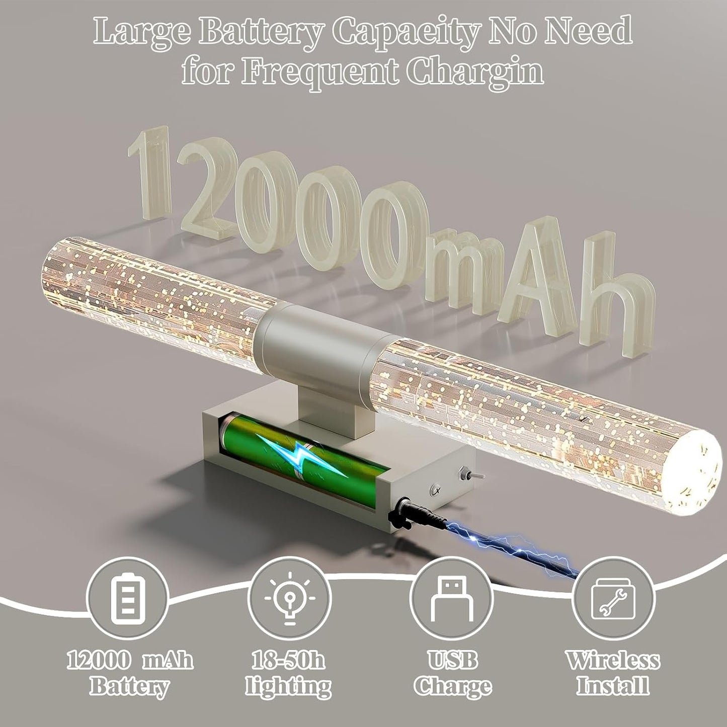 camuucci Battery Operated Wall Sconces Set of 2 Rechargeable Battery Powered Wall Light with 12000mAh Not Hardwired Dimmable Wall Lamp Fixtures for Bedroom Living Room Gold 15.3 Inches