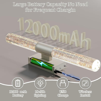 camuucci Battery Operated Wall Sconces Set of 2 Rechargeable Battery Powered Wall Light with 12000mAh Not Hardwired Dimmable Wall Lamp Fixtures for Bedroom Living Room Gold 15.3 Inches