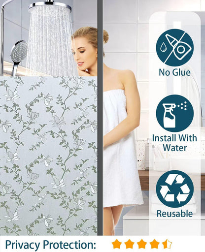 Frosted Glass Window Privacy Film Decorative with Tools, 2 Way Frosting Privacy Film for Glass Door, Static Cling Tint for Home Anti-UV, Covering Clings 23.6" by 77"