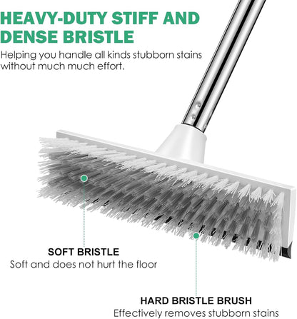 SetSail Floor Scrub Brush with 51-Inch Long Adjustable Handle 2 in 1 Scrape Brush Stiff Bristle Floor Scrubber for Cleaning Shower Bathroom Garage Kitchen Wall Deck Tub Tile