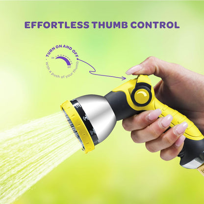 Hose Nozzle [Blue] Heavy Duty Hose Sprayer With 10 Adjustable Watering Patterns. Thumb Control Design, Comfortable Ergonomic Grip, Garden Hose Nozzle for Watering Plants & Lawns/Fun showers/Cleaning