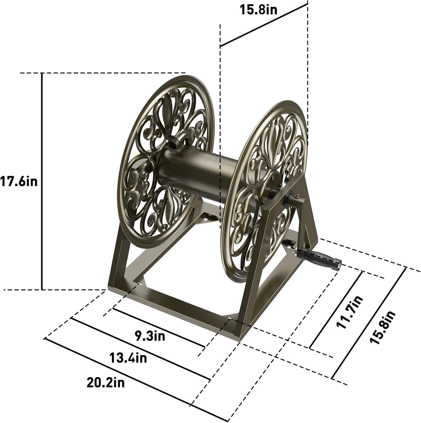 GOFORWILD Garden Wall Mount Hose Reel, Decorative Hose Reel, Garden Heavy-Duty Water Hose Holder Winder, Holds 200-Feet of 5/8-Inch Hose