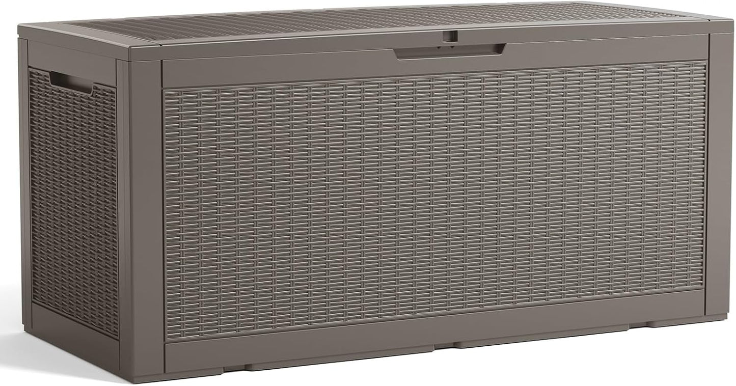 230 Gallon Large Outdoor Storage Box Waterproof, UV Resistant Resin Deck Box with Hydraulic Rod & Lockable Latch for Patio Furniture, Outside Storage Box for Garden Tools, Patio Cushions, Black
