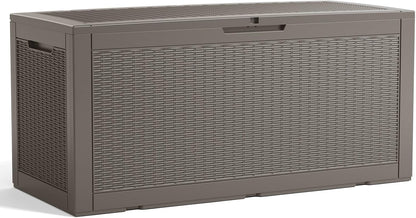 320 Gallon Outdoor Storage Box,Large Waterproof UV Resistant Deck Box,Lockable Storage Container for Patio Furniture Cushions Garden Tools and Pool Accessories(Black)