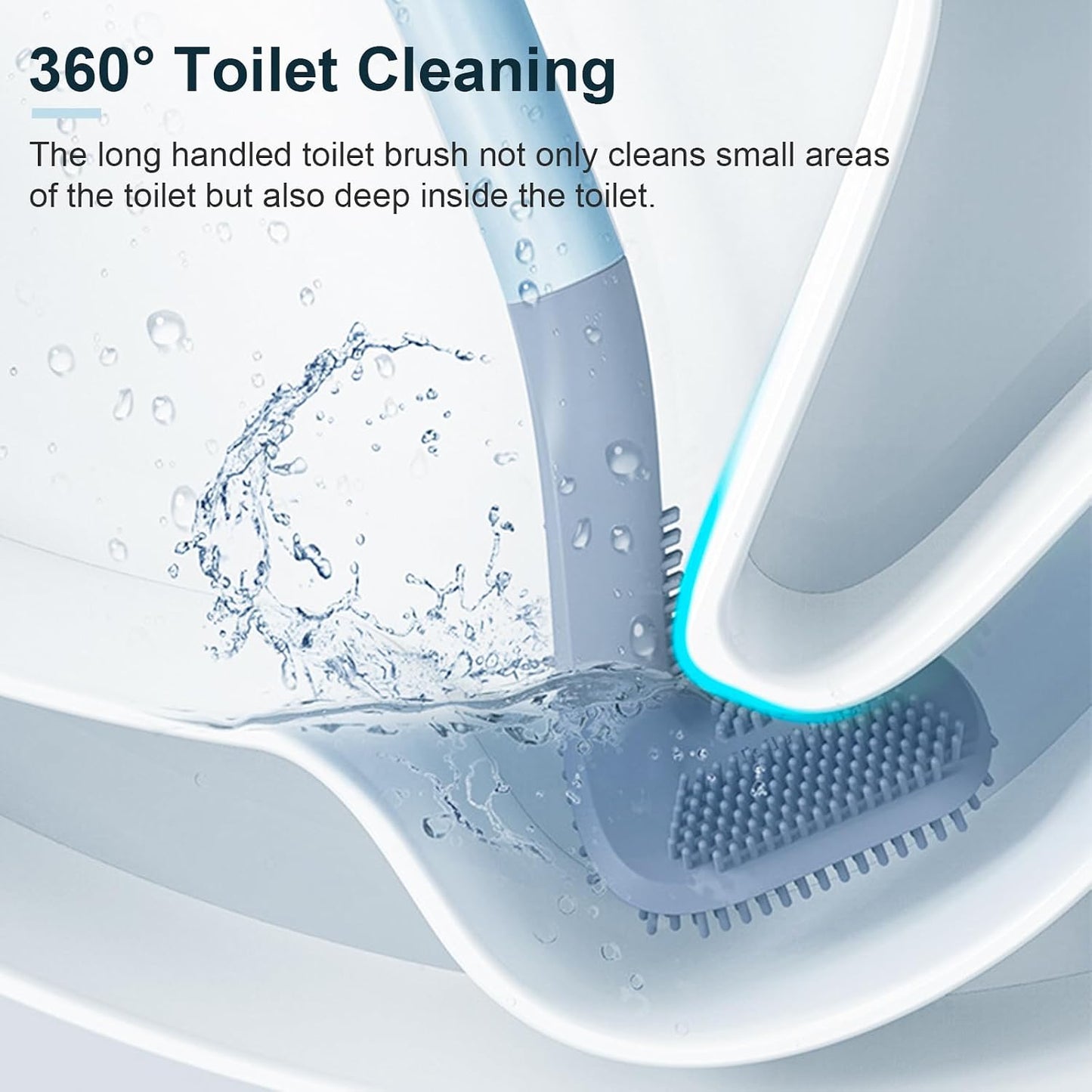 3 Pack Golf Toilet Brush, Flexible Long Handled Toilet Cleaning Brush, 360° No Dead Space Deep Toilet Cleaning Brush, Toilet Brush for Bathroom, with Hook (White + Blue + Grey)