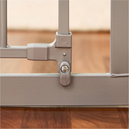Regalo Safety 29-38.5" Baby Gate for Doorways & Bottom of Stairs, Pressure Mounted Baby Gate with Door for Babies, Toddlers & Pets, Tested & Safe for 30 Years, American Designed, American Owned, White