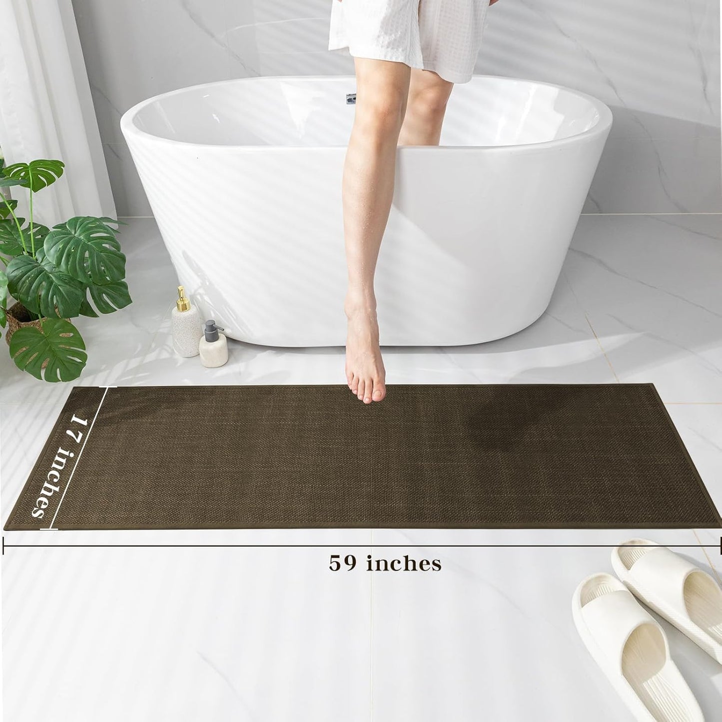 chakme Bathroom Rugs Mat 24x17, Ultra Thin Non Slip Bath Mat Small Quick Dry Absorbent Bath Mat for Bathroom Floor, (Dark Beige, 24"x17")