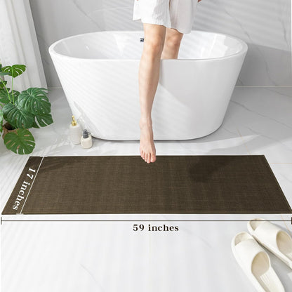 chakme Bathroom Rugs Mat 24x17, Ultra Thin Non Slip Bath Mat Small Quick Dry Absorbent Bath Mat for Bathroom Floor, (Dark Beige, 24"x17")