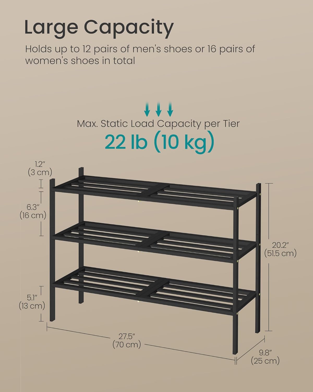 SONGMICS Bamboo Shoe Rack for Closet, Stackable Shoe Oragnizer with Modular Structure, Space-Saving Free Standing Shelf for Entryway Bedroom, 2-Tier, Holds 9-12 Pairs, Natural Color ULBS052YL01