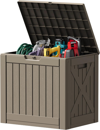 Devoko 30 Gallon Resin Deck Box Waterproof Outdoor Storage Box for Patio Furniture Pool Accessories Indoor Storage for Cushion Garden Tools (30 Gallon, Black)