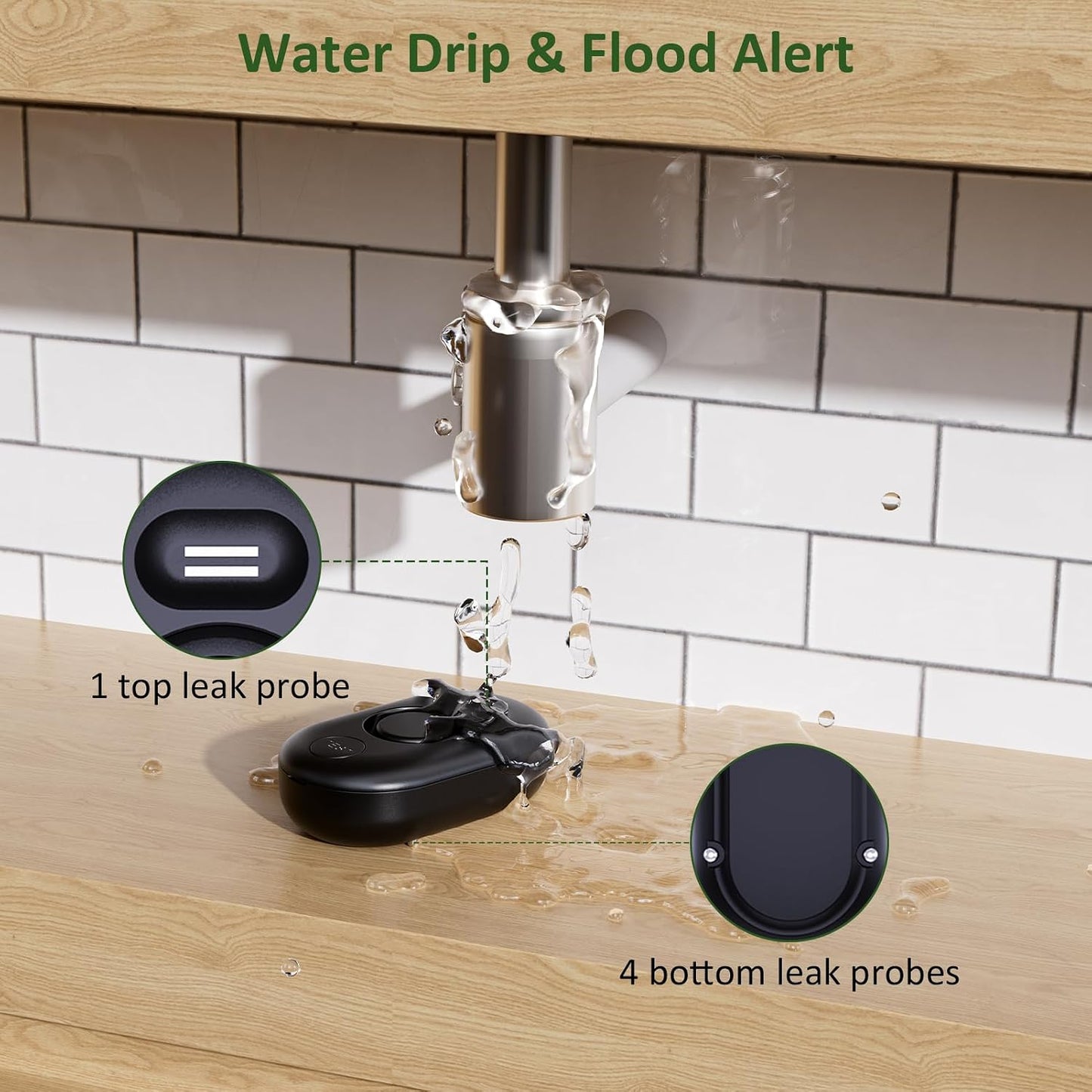 5 Pack Water Leak Detectors for Home, 100dB Water Sensor Alarm for Basement,Flood Leakage Detection Devices for Pipe/Drain/Sink/Faucet Drip Alert,Floor Flooding in Bathroom/Kitchen/Toilet/Laundry Room
