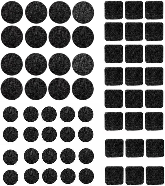 60 Pack Felt Furniture Pads for Hardwood Floors – Self Adhesive Chair Leg Floor Protectors, Round & Square Felt Pads for Furniture Legs, Black