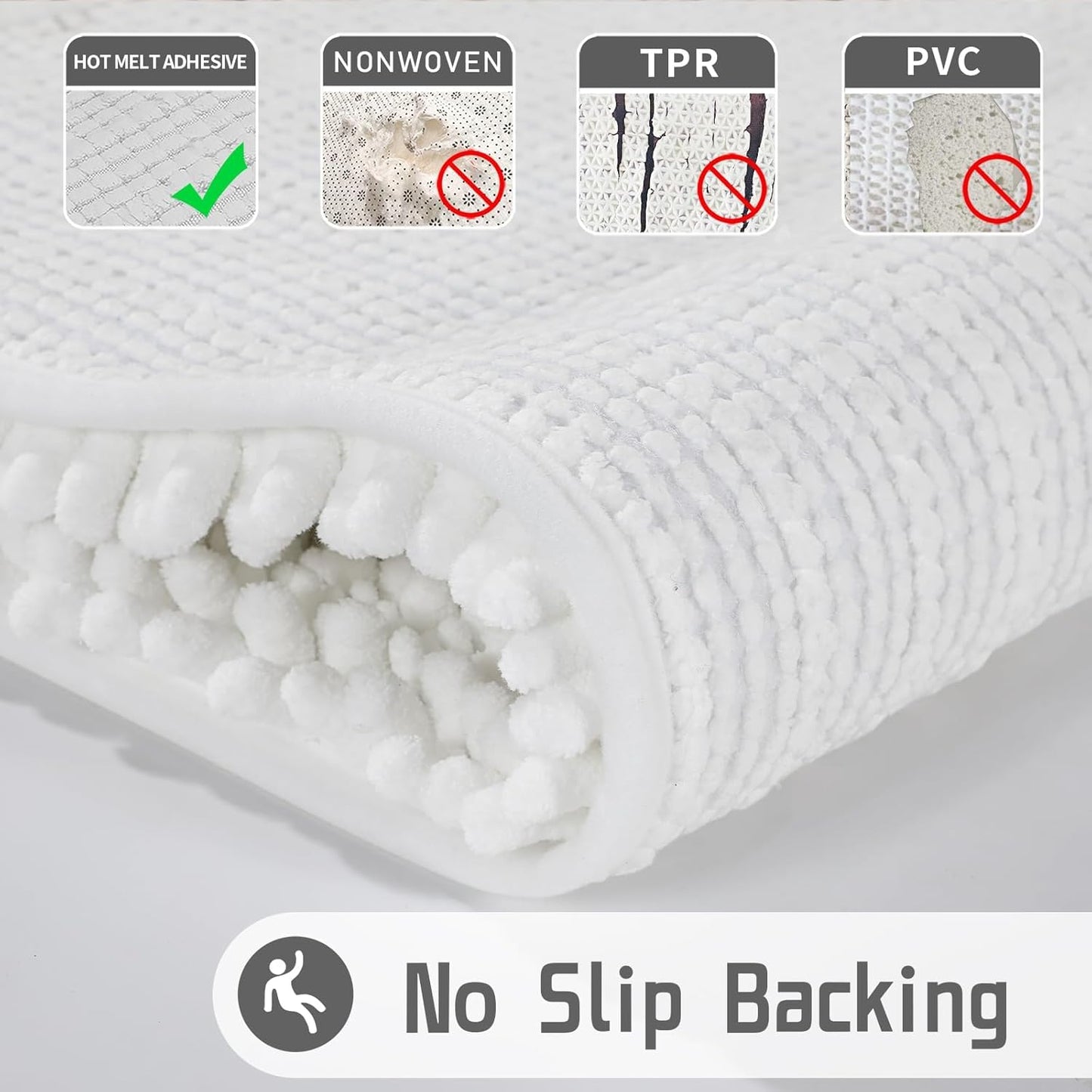Yimobra Bathroom Rugs Non Slip Washable - Ultra Soft Absorbent Chenille Bath Mat, Quick Dry Shaggy Floor Carpet for Tub Shower, Gray Home Decor Accessories, 24x17 Inch