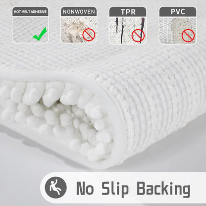 Yimobra Bathroom Rugs Non Slip Washable - Ultra Soft Absorbent Chenille Bath Mat, Quick Dry Shaggy Floor Carpet for Tub Shower, Gray Home Decor Accessories, 24x17 Inch