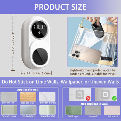 Wall Mounted Toothbrush Holder, Toothbrush Covers with 2 Toothbrush Slots, Portable Cleaning Box for Electric and Manual Toothbrushes, Inductance Cleaner Case Without Drilling (White)