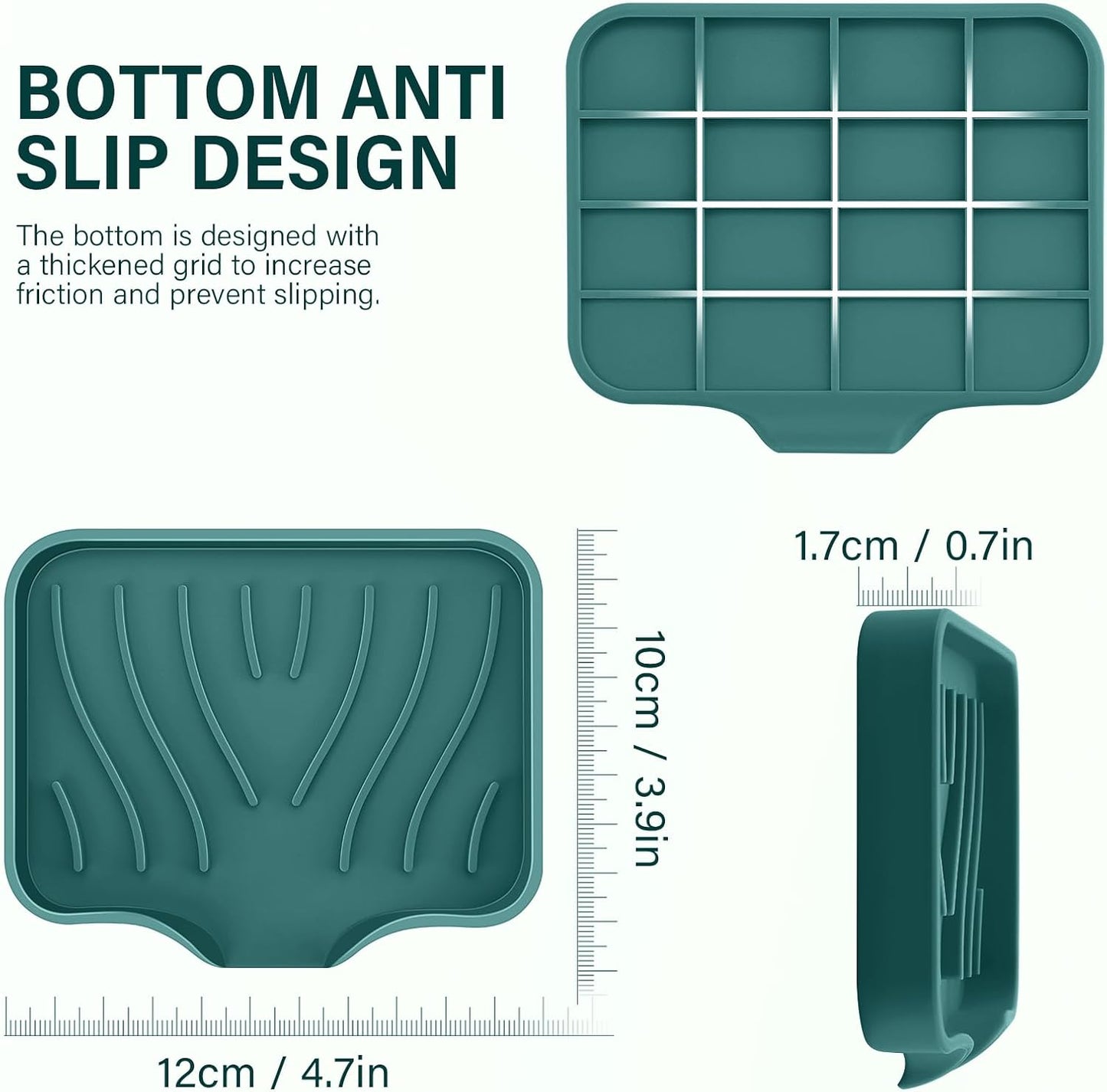 Silicone Soap Dish with Drain, SAISN Kitchen Soap Tray for Shower 2 Pack Self Draining Soap Dish Soft Bathroom Soap Holder for Kitchen Sink Flexible Portable Soap Saver, White