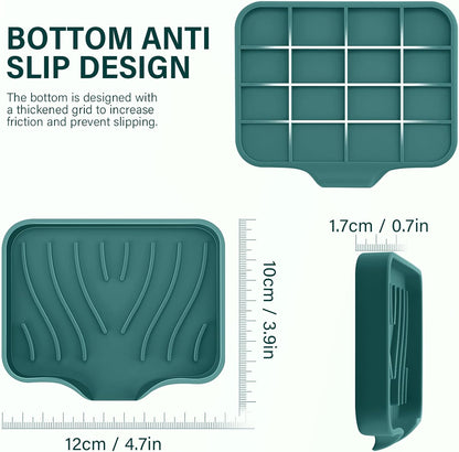 Silicone Soap Dish with Drain, SAISN Kitchen Soap Tray for Shower 2 Pack Self Draining Soap Dish Soft Bathroom Soap Holder for Kitchen Sink Flexible Portable Soap Saver, White