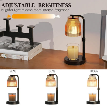 Candle Warmer Lamp with Timer Dimmer,Adjustable Height with 2 Bulbs,Birthday Gifts for Women,for Jar Candles Home Decor,Gold