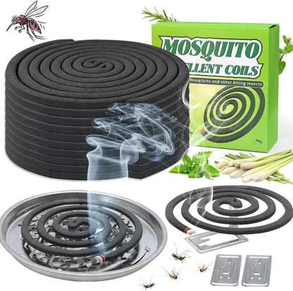 20 Pack Mosquito Repellent Coils, Natural Citronella Incense for Patio & Outdoor - 7 Hour Long Lasting Bug Repellent for Yard, Camping & Deck - Plant Based Insect Control with 1 Holder 2 Stands