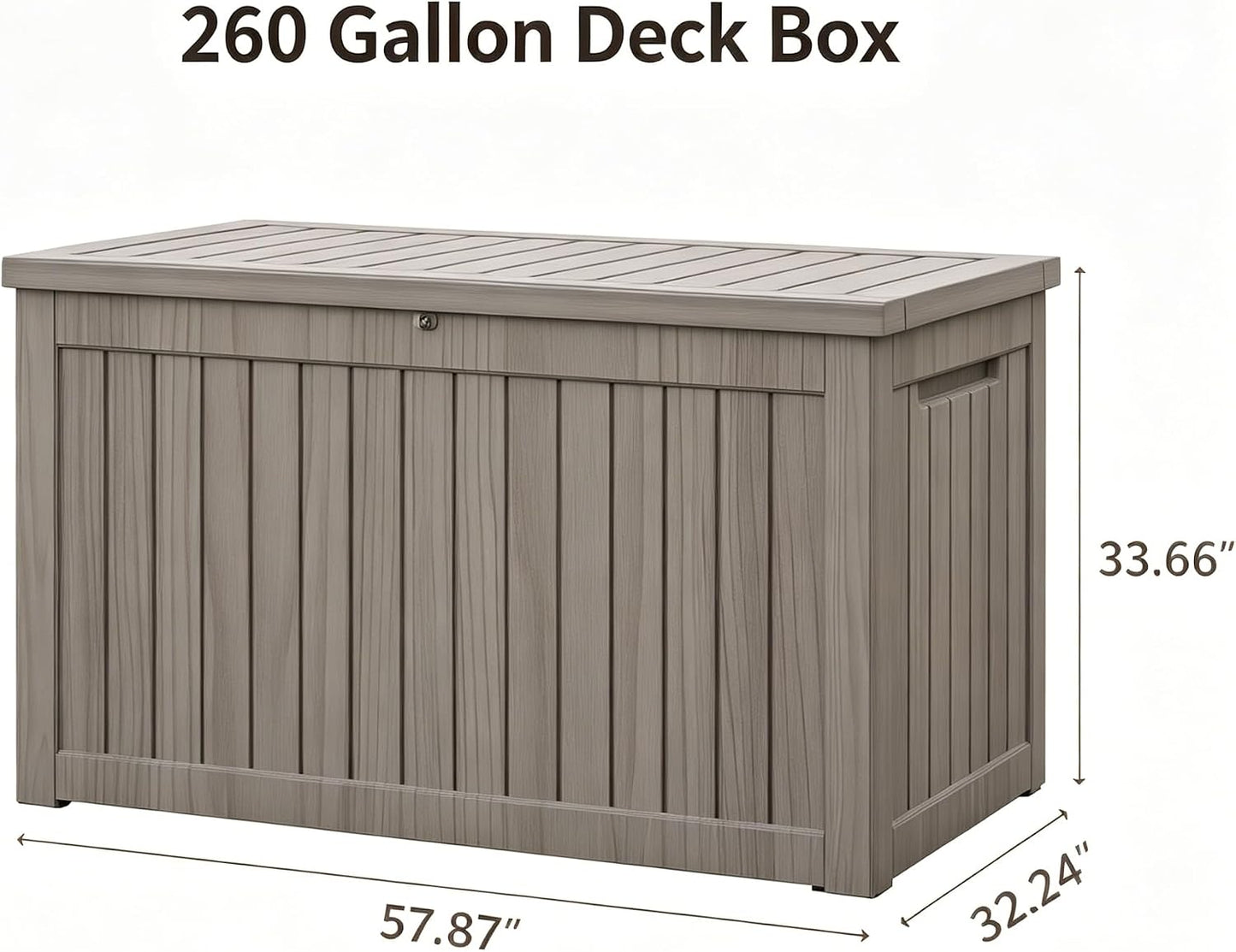 LAUSAINT HOME 320 Gallon Resin Deck Box, Package Delivery Box with Lockable Lid, Waterproof Outdoor Storage Box For Garden Tools, Patio Cushions(320 Gallon,Black)