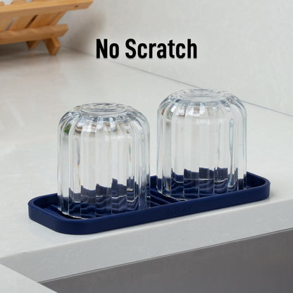 Zulay Kitchen (9x3.5in) Sponge Holder for Kitchen Sink - Flexible Heavy-Duty Multipurpose Sink Caddy - Counter Organizer for Kitchen, Bathroom, Makeup, Trinkets & More! (Grey)