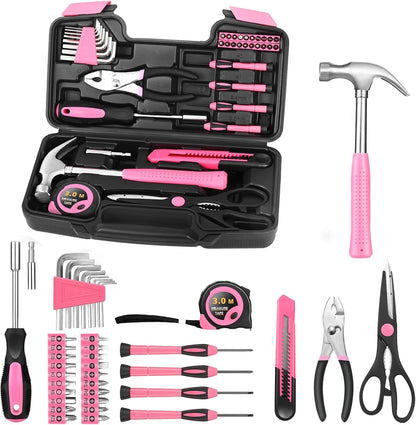 HANGYING 39-Piece Basic Household Tool Set with Toolbox Storage Case, Blue | Basic Home Tool Kit, Small Hand Tool Kit, General Home Repair, for Home Garage, Office, College Dormitory, Daily DIY Use