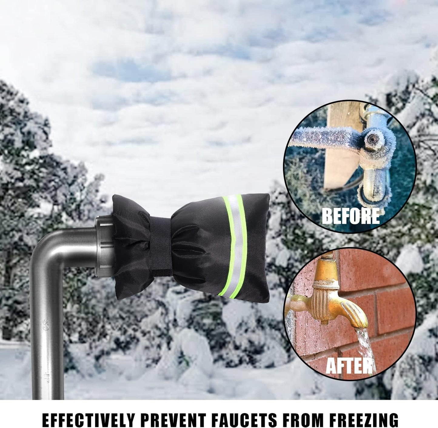 Outdoor Faucet Covers for Winter Freeze Protection, 4 Pack Thickened Insulation Outside Hose Bib Reusable Waterproof Anti-Freeze Tap Cover
