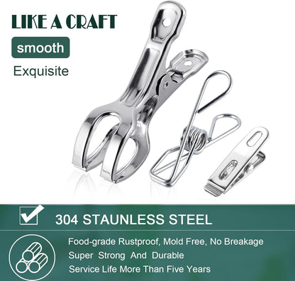 (50PCS) Stainless Steel Laundry Clothes Pins Heavy Duty Outdoor, Clothespins for Hanging Clothes, Metal Clips, Metal Snack Bag Chip Clips for Food Packages, Mini Clothes pins