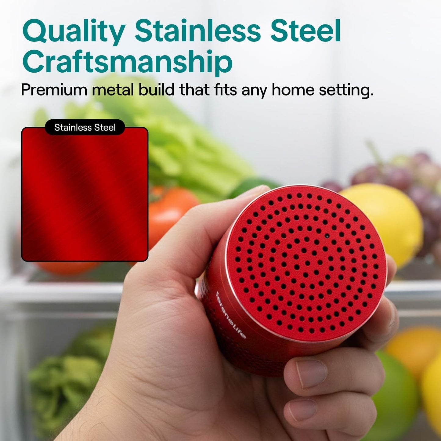 SereneLife Fridge Deodorizer & Odor Eliminator, Multi-Use Refrigerator Deodorizer Aluminum Pod for Freezer, Closet, Car, Shoes & Enclosed Spaces, Compact, Reusable & Lasts Up to 10 Years (Gray)