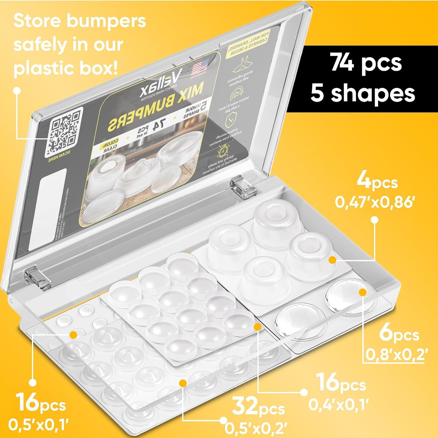 128 Clear Cabinet Bumper Pads – Self-Adhesive Silicone Set with 5 Unique Shapes for Doors, Drawers & Furniture – Premium Sound Dampening Pads for Surface Protection