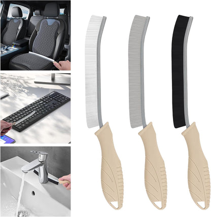 TQRR 3Pcs Cleaning Brush- Includes 1 Soft Bristle Cleaning Brush, 2 Hard Crevice Brush, Bathroom Cleaning Brush, Multifuntianal Grout Brush, Cleaning Tools for Auto Vent Wheel Kitchen House (Black)