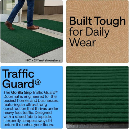 GORILLA GRIP Waterproof Traffic Guard Door Mat, Heavy Duty Entryway Mats, Strong Backing Commercial Utility Rugs for Office Hallway, Garage Floor and Home, Low Profile Carpet Runner, 29x17, Black