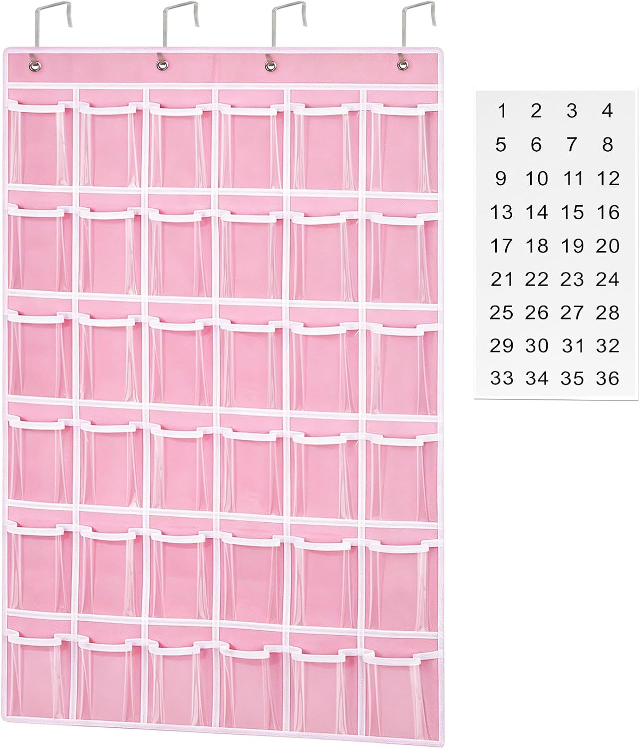 Loghot 36 Numbered Pockets Classroom Pocket Chart for Cell Phone Holder | Wall Door Hanging Pocket Organizer for Phone Calculator Holder, Phone Pouch for School Classroom & Office Phone Management