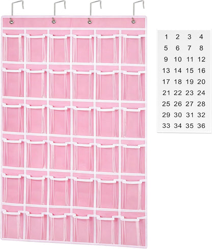 Loghot 36 Numbered Pockets Classroom Pocket Chart for Cell Phone Holder | Wall Door Hanging Pocket Organizer for Phone Calculator Holder, Phone Pouch for School Classroom & Office Phone Management