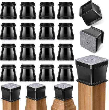 Ansible 24 Pcs Chair Leg Floor Protectors Square, Silicone Felt Furniture Leg Pads Caps Covers for Hardwood Floors (Fit:1-1/16" to 1-5/8")